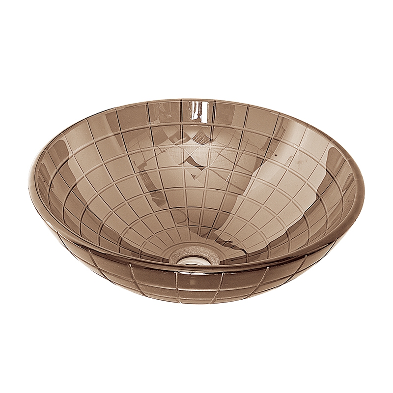 Round Glass Basin Bathroom Sink Modern Style Design Brown Color